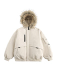 American Retro Fur Collar Hood Parker Down Jacket unisex