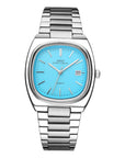 Women's Sports Business Watch - Square Dial Quartz Timepiece (Silver/Blue/Black) - 30m Waterproof Stainless Steel Strap Watch