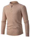 Men's Thick Twist Sweater Zipper Half Open High Collar Warm Sweater Bottoming Shirt ( 3 TO 7 DAYS)