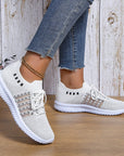 Women's Fashion Casual Flyknit Wedge Lace-up Mesh Shoes