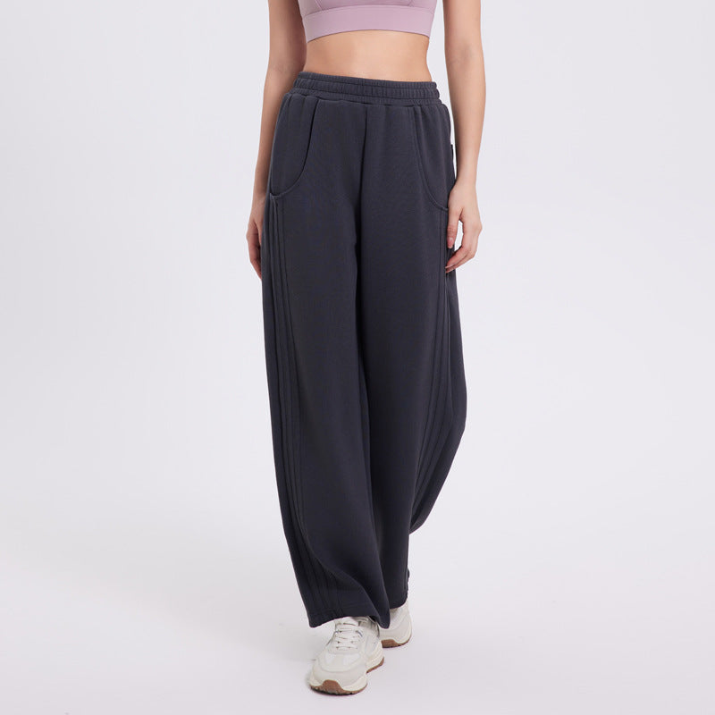 Women’s High Waist Straight Leg Trousers - Cotton Sports &amp; Casual Pants (Black/Flower Gray/Winter Gray/Palm Green, S-XL) All-Season Loose Fit