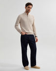 Men’s Stand Collar Twisted Zipper Sweater – American Old Money Wool Blend Knit