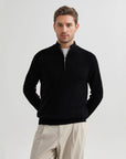 Men’s Stand Collar Twisted Zipper Sweater – American Old Money Wool Blend Knit