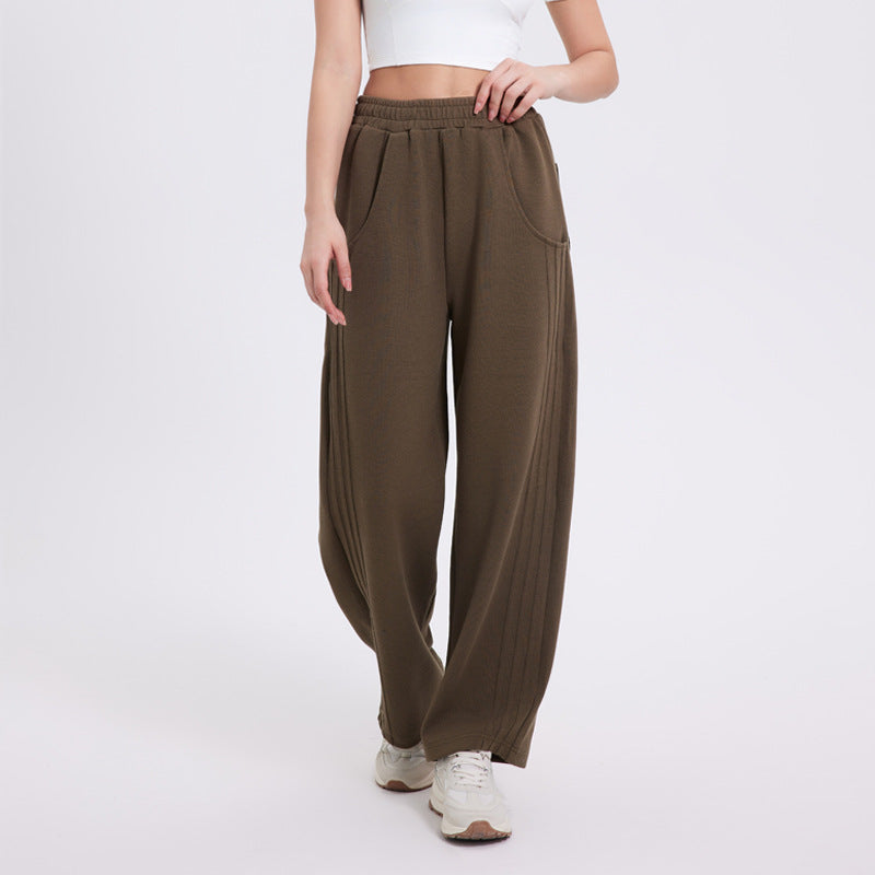 Women’s High Waist Straight Leg Trousers - Cotton Sports &amp; Casual Pants (Black/Flower Gray/Winter Gray/Palm Green, S-XL) All-Season Loose Fit