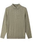 Men’s Stand Collar Twisted Zipper Sweater – American Old Money Wool Blend Knit