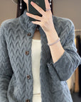 Women's Loose Stand Collar Long Sleeve Knitted Sweater