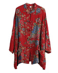 Ethnic Flower Print Collar Shirt women