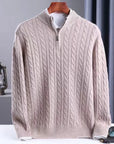 Men's Thick Twist Sweater Zipper Half Open High Collar Warm Sweater Bottoming Shirt ( 3 TO 7 DAYS)