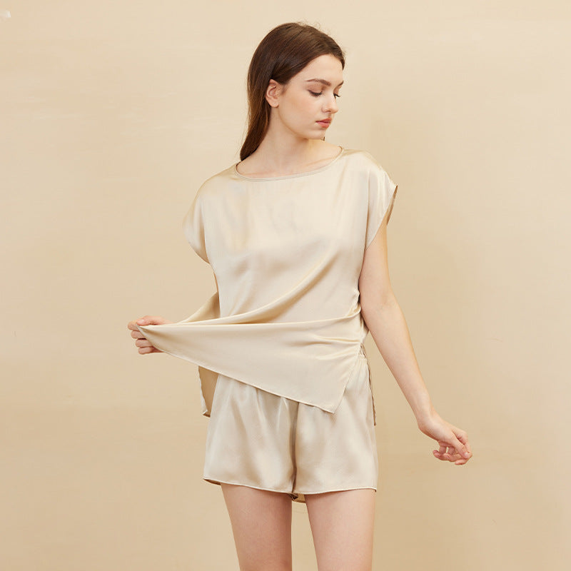 Women&#39;s French Style Mulberry Silk Sleeveless Shorts Suit - Luxury Summer Lounge Set (9 Colors, M-XL)