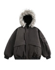 American Retro Fur Collar Hood Parker Down Jacket unisex