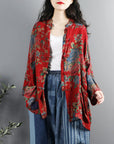 Ethnic Flower Print Collar Shirt women