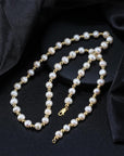 Men's 14K Gold Plated Pearl Necklace – 925 Sterling Silver Chain (Freshwater Pearl) – Minimalist Masculine Jewelry