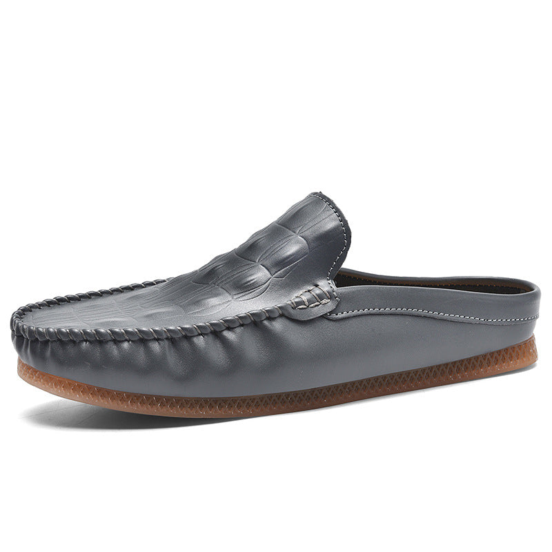 Men&#39;s Breathable Gommino Slippers - Summer Casual Semi-Slip Ons (Black/Gray/Yellow) | Sizes 39-45