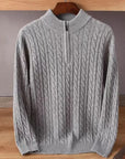 Men's Thick Twist Sweater Zipper Half Open High Collar Warm Sweater Bottoming Shirt ( 3 TO 7 DAYS)