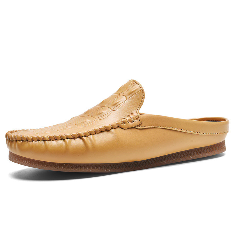Men&#39;s Breathable Gommino Slippers - Summer Casual Semi-Slip Ons (Black/Gray/Yellow) | Sizes 39-45