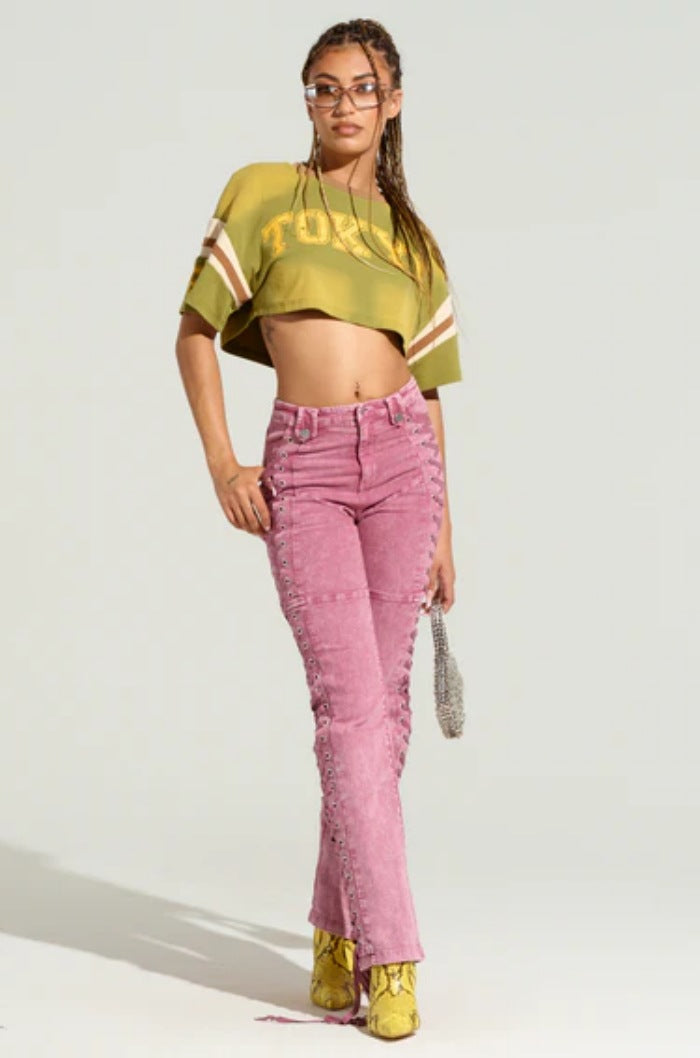 Women’s Bandage Drawstring Jeans - Army Green/Camel/Peach Denim Straight Leg Pants (S-2XL, Cotton, Street Fashion)