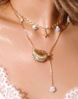 🌊✨ Ocean Goddess Necklace - Golden Shell Clavicle Chain