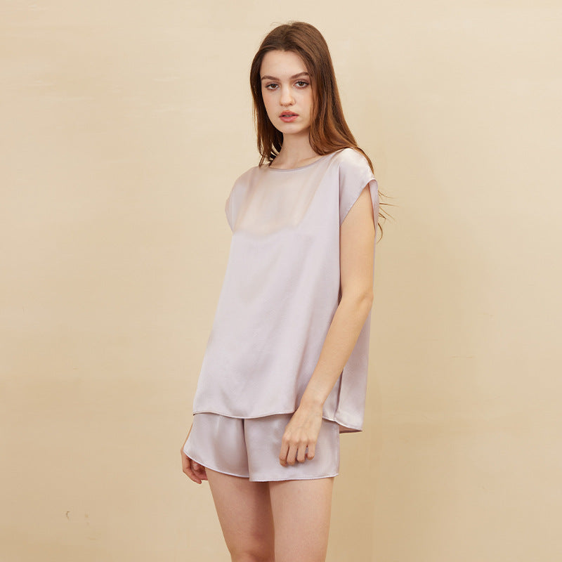 Women&#39;s French Style Mulberry Silk Sleeveless Shorts Suit - Luxury Summer Lounge Set (9 Colors, M-XL)