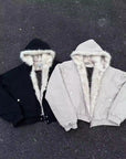 Winter Hooded Short Fur Collar Coat / JACKET