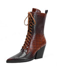 Women's Retro Chunky Heel Boots - Pointed Toe High Heel Ankle Boots