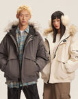 American Retro Fur Collar Hood Parker Down Jacket unisex