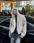 Winter Hooded Short Fur Collar Coat / JACKET