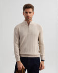 Men’s Stand Collar Twisted Zipper Sweater – American Old Money Wool Blend Knit