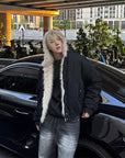 Winter Hooded Short Fur Collar Coat / JACKET