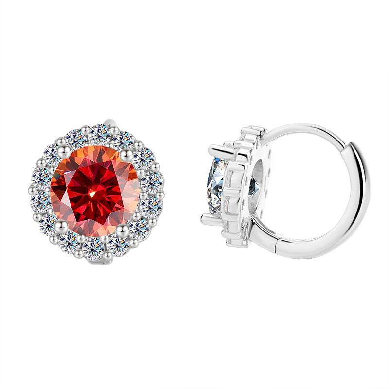 Sunflower Moissanite Earrings for Women - 1/2 to 2 Carat Sterling Silver Studs (Natural Cut, Hypoallergenic)