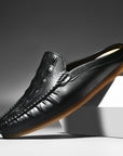 Men's Breathable Gommino Slippers - Summer Casual Semi-Slip Ons (Black/Gray/Yellow) | Sizes 39-45