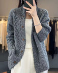 Women's Loose Stand Collar Long Sleeve Knitted Sweater