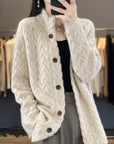 Women's Loose Stand Collar Long Sleeve Knitted Sweater