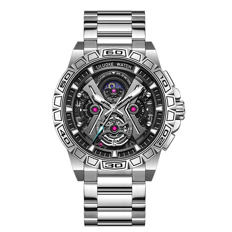 Three-Dimensional Hollow Carved Luminous Quartz Watch MEN