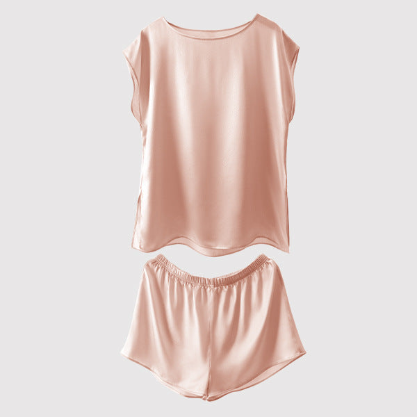 Women&#39;s French Style Mulberry Silk Sleeveless Shorts Suit - Luxury Summer Lounge Set (9 Colors, M-XL)