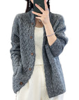 Women's Loose Stand Collar Long Sleeve Knitted Sweater