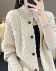 Women's Loose Stand Collar Long Sleeve Knitted Sweater