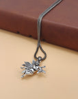 S925 Sterling Silver Vintage Skull & Angel Pendant - Geometric Gothic Jewelry (Seiko Crafted, Unisex Statement Necklace)