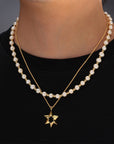 Men's 14K Gold Plated Pearl Necklace – 925 Sterling Silver Chain (Freshwater Pearl) – Minimalist Masculine Jewelry