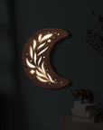 Bohemian Style Three-dimensional Wooden Leaf Crescent Lamp Pendant