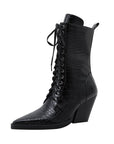 Women's Retro Chunky Heel Boots - Pointed Toe High Heel Ankle Boots
