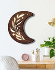 Bohemian Style Three-dimensional Wooden Leaf Crescent Lamp Pendant