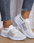 Women's Fashion Casual Flyknit Wedge Lace-up Mesh Shoes