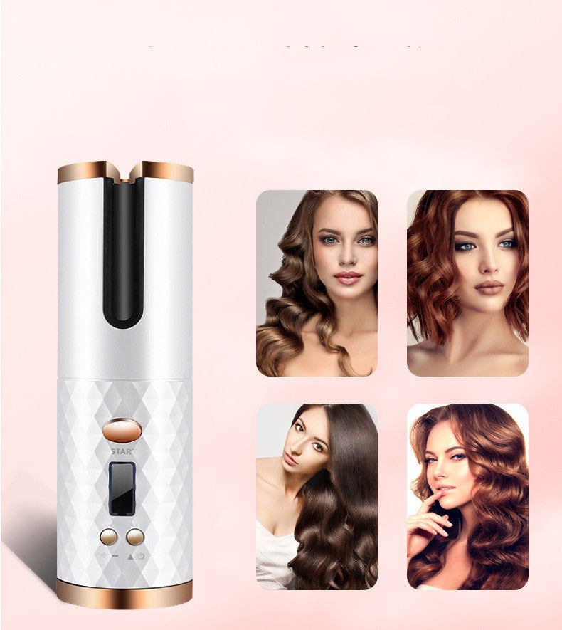 Rechargeable Automatic Hair Curler Women Portable Hair Curling Iron LCD Display Ceramic Curly Rotating Curling Wave Styer AliFinds