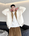 Space Cotton Short Coat Neutral Wind Spring Jacket Diamond Lattice Embossed AliFinds