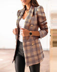 Spring Fashion Printed Long Sleeve Double Breasted Blazer Collar Coat AliFinds