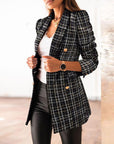 Spring Fashion Printed Long Sleeve Double Breasted Blazer Collar Coat AliFinds