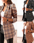 Spring Fashion Printed Long Sleeve Double Breasted Blazer Collar Coat AliFinds