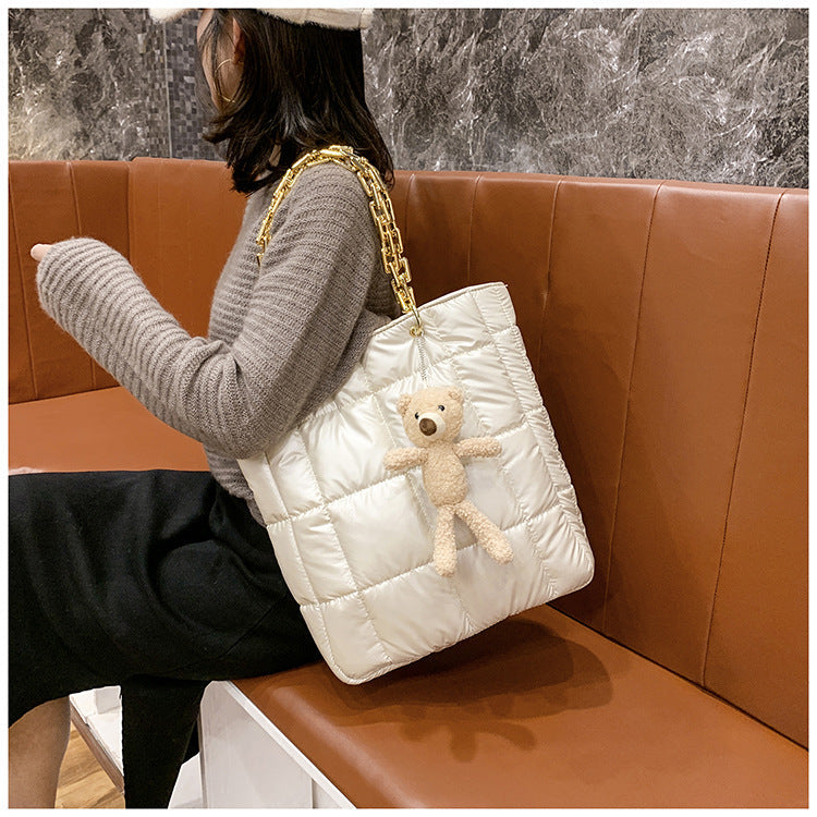 Thick Chain Tote Bags for Women Leather Big Shoulder Bag Ladies Large Capacity Shopper Purse Luxury Handbag AliFinds