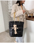 Thick Chain Tote Bags for Women Leather Big Shoulder Bag Ladies Large Capacity Shopper Purse Luxury Handbag AliFinds