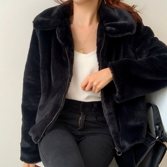 Women Thick Fur Coat Zipper Cotton AliFinds